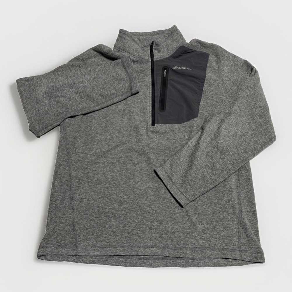 Eddie Bauer First Ascent Quarter Zip Fleece Pullover Mens L Gray
